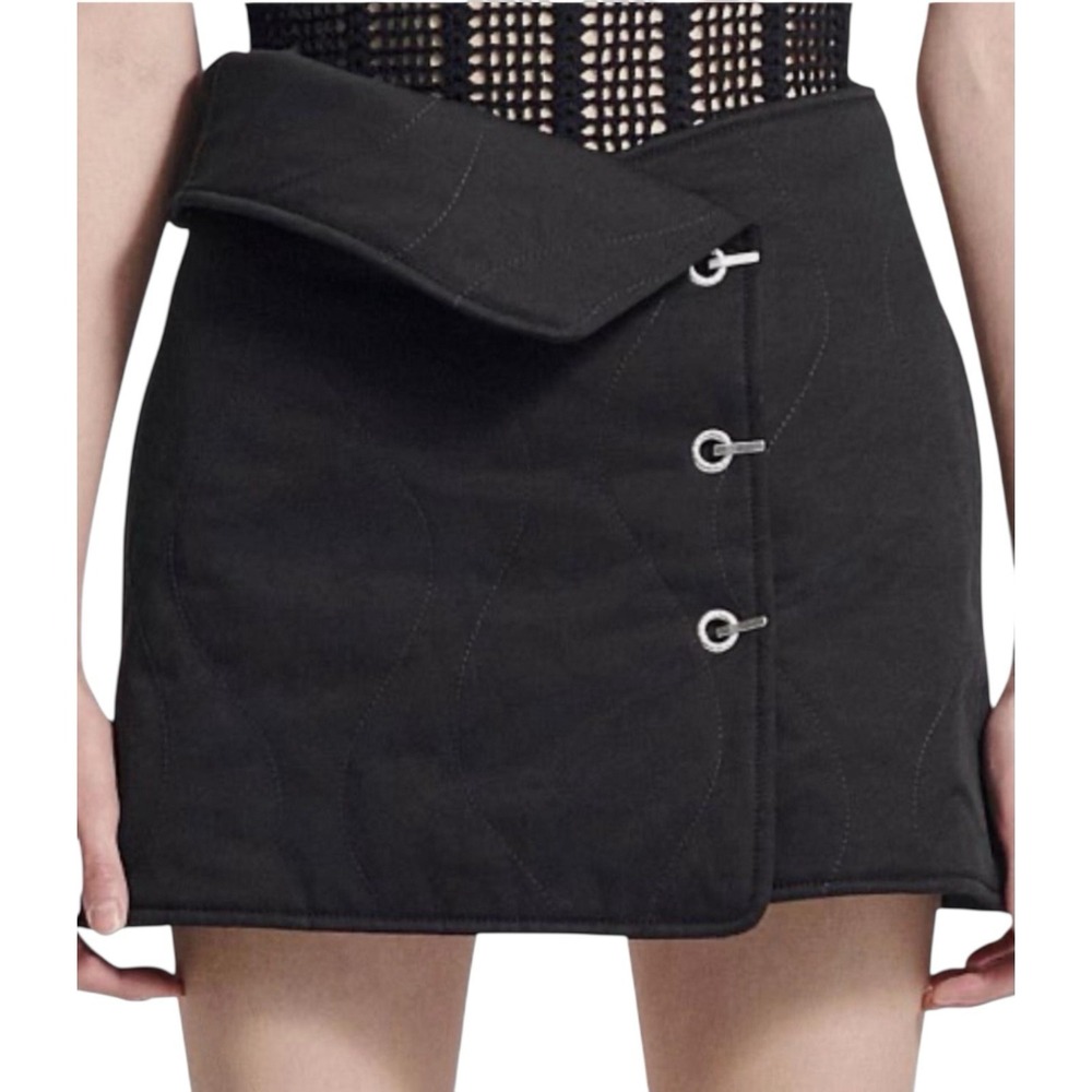 Dion Lee Quilted Canvas‎ Wave Mini Skirt Black Asymmetric Wrap AUS 14 US 10 NWT